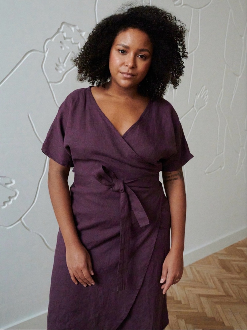 Linenfox Mimosa Maxi Dress Eggplant Violet NEW